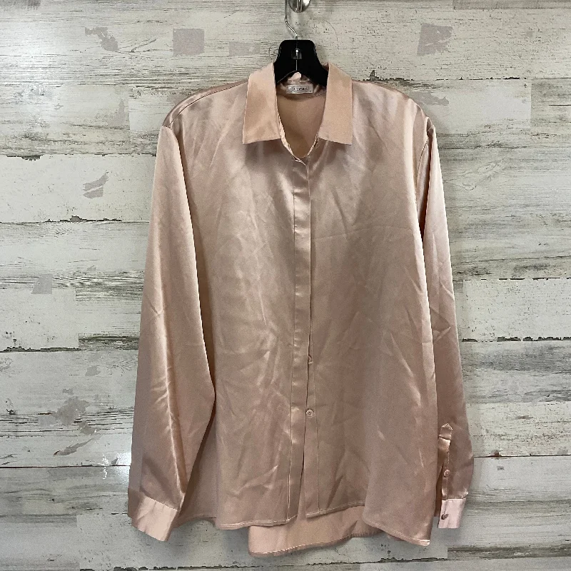 Blouse Long Sleeve By LILYSILK In Peach, Size: Xl