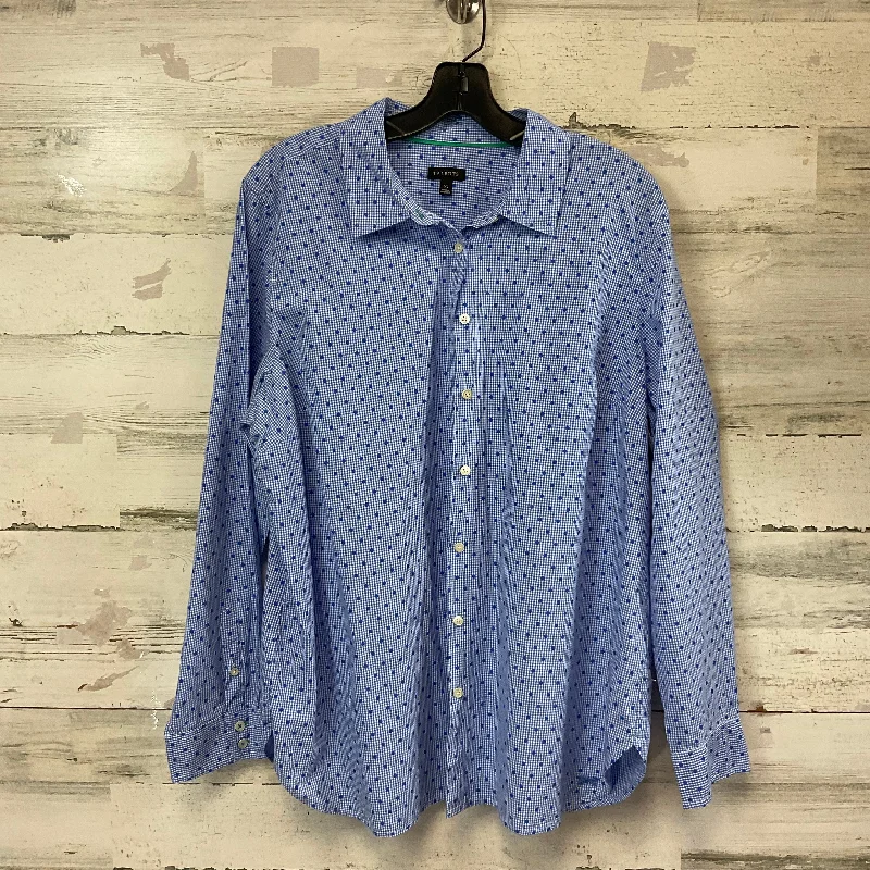 Blouse Long Sleeve By Talbots In Blue, Size: Xl