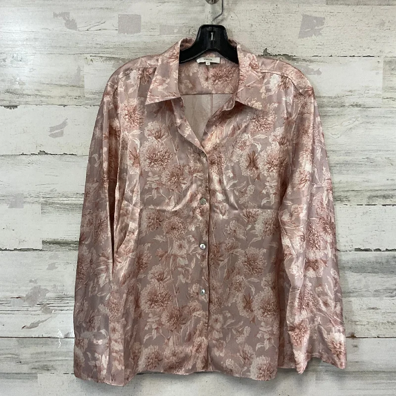 Blouse Long Sleeve By Vince In Pink, Size: M