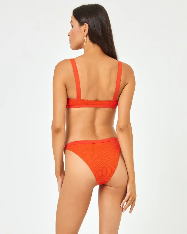 Ribbed Winona Bikini Bottom - Pimento