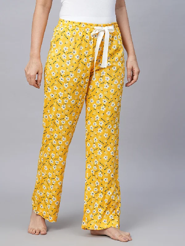 Women's Yellow Viscose Regular Fit Pajama