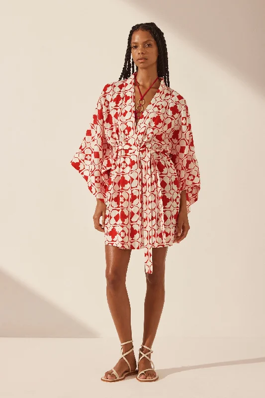 PALMIER LINEN ROBE MINI DRESS